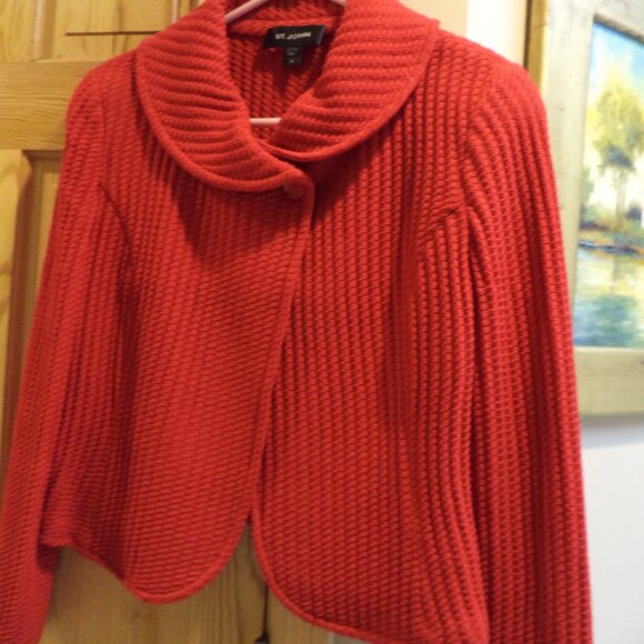St. John Jacket Rope Knit Shawl Jacket~Top Buttons Closure Roll Collar Size: S - Picture 1 of 10